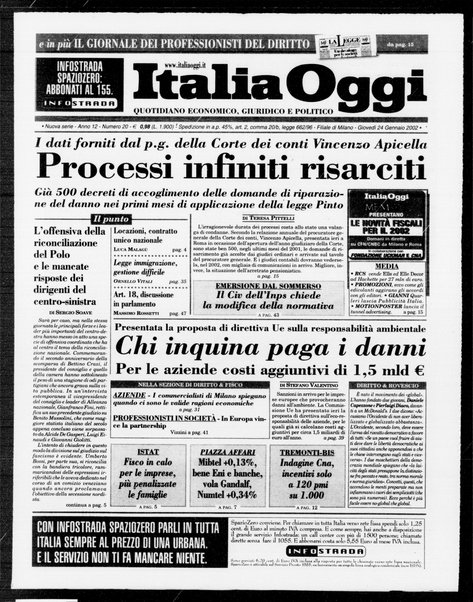 Italia oggi : quotidiano di economia finanza e politica